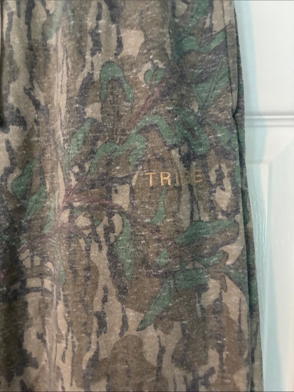 Tribe Kelley Wide Leg Camouflage Lounge Pants in Olive Green - Picture 2 of 4